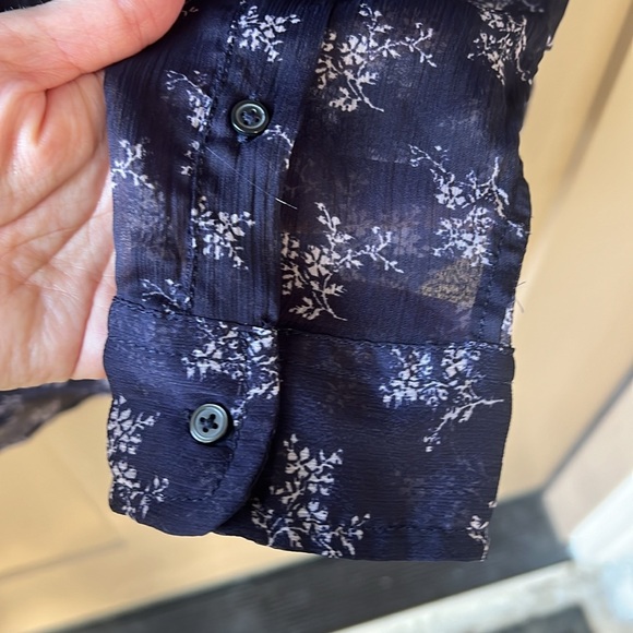 Denim & Supply Ralph Lauren Women's Boyfriend Button Down Shirt Sheer Navy Flora - Picture 5 of 9